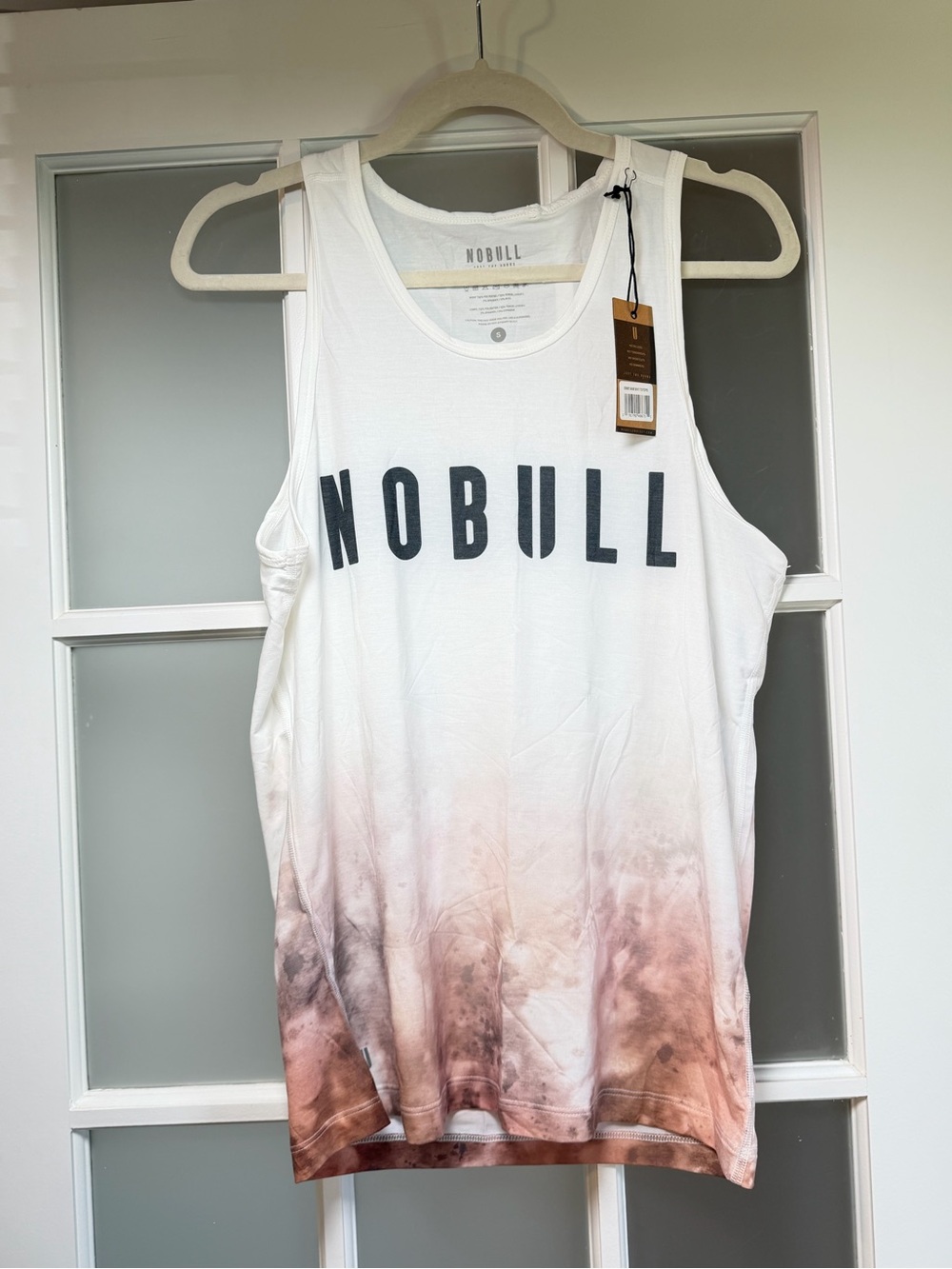 NOBULL Men’s White to Brown Ombre Racerback Tank, Small, NWT